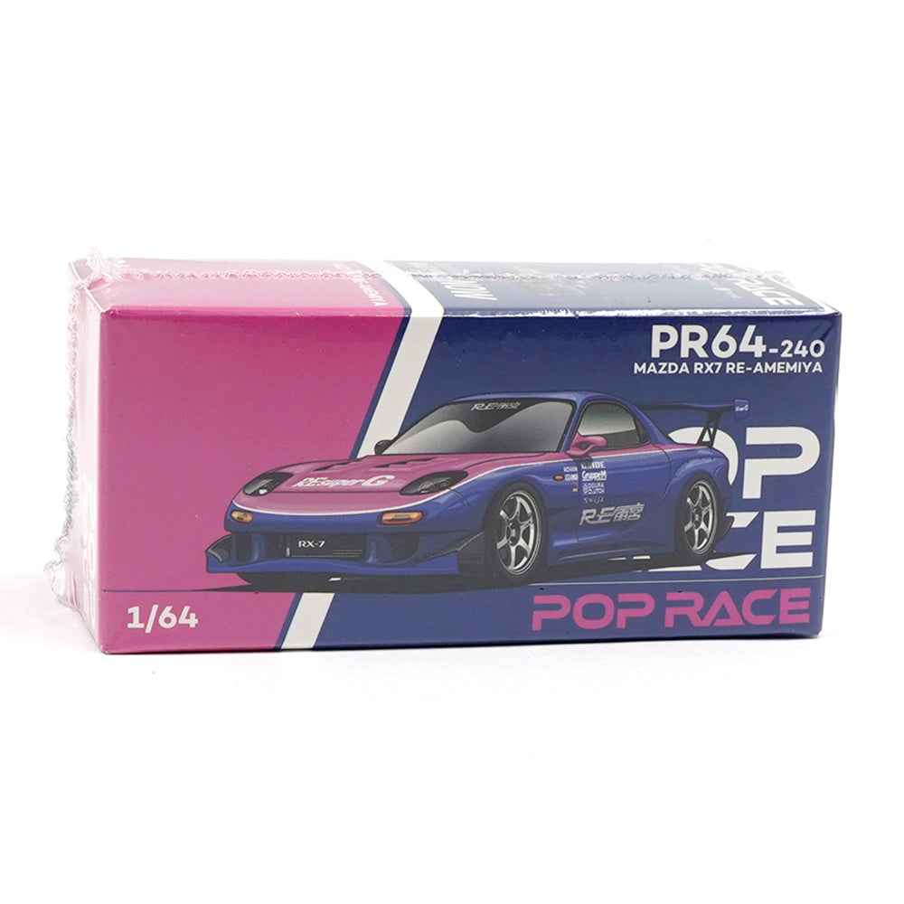 POPRACE 1:64 MAZDA RX7 RE-AMEMIYA - BLUE/PINK PR640240