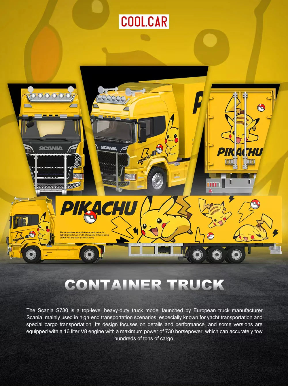 1:64 Scania Container Truck PIKACHU