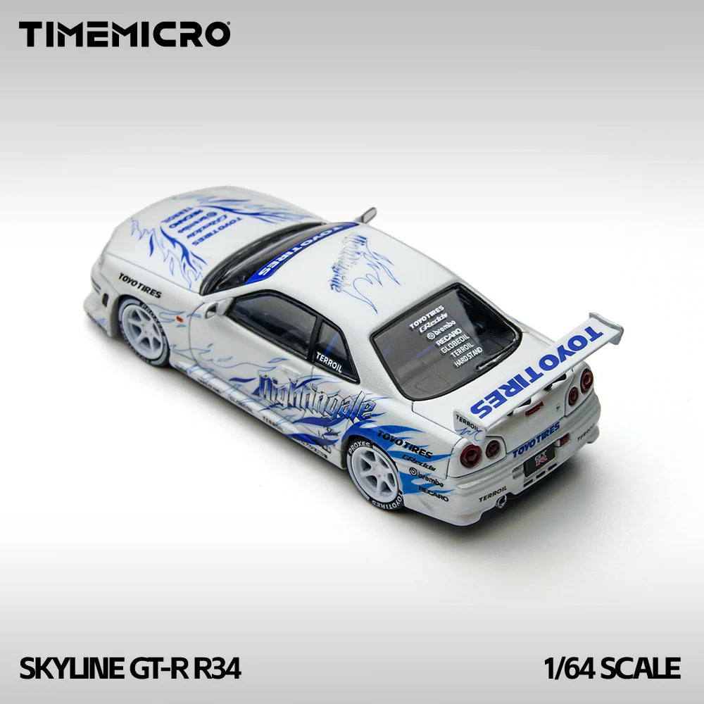 Nissan Skyline GTR R34 White and Blue