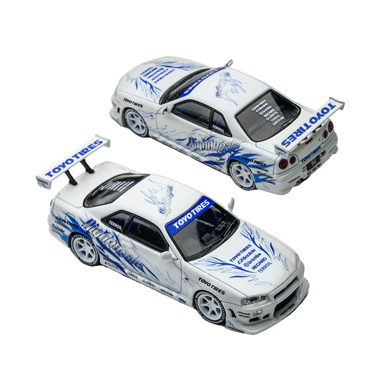 Nissan Skyline GTR R34 White and Blue