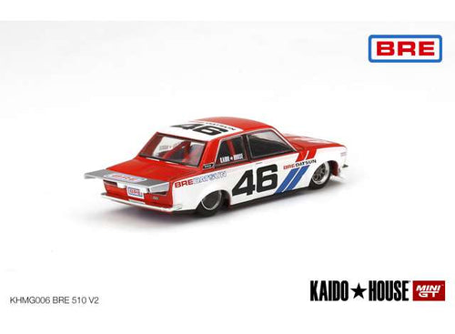 1/64 Kaido House Datsun 510 Pro Street BRE510 V2 #46, red/white/blue with 8 spoke rims
