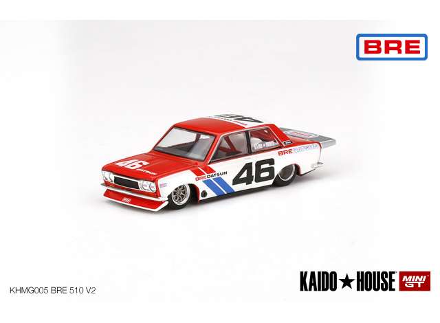 1/64 Kaido House Datsun 510 Pro Street BRE510 V2 #46, red/white/blue with 8 spoke rims