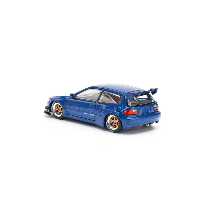 1/64 PANDEM CIVIC EG6 METALLIC BLUE WITH OPEN HOOD Pandem Civic EG6 Metallic Blue Open Hood