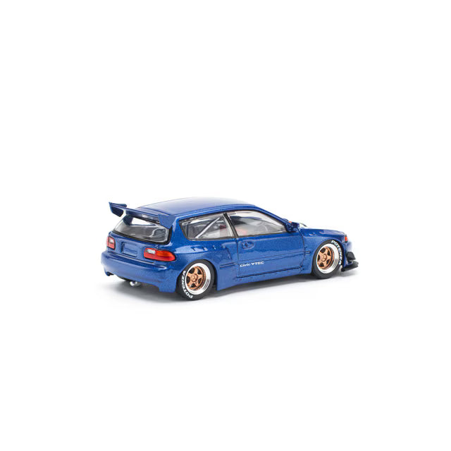1/64 PANDEM CIVIC EG6 METALLIC BLUE WITH OPEN HOOD Pandem Civic EG6 Metallic Blue Open Hood