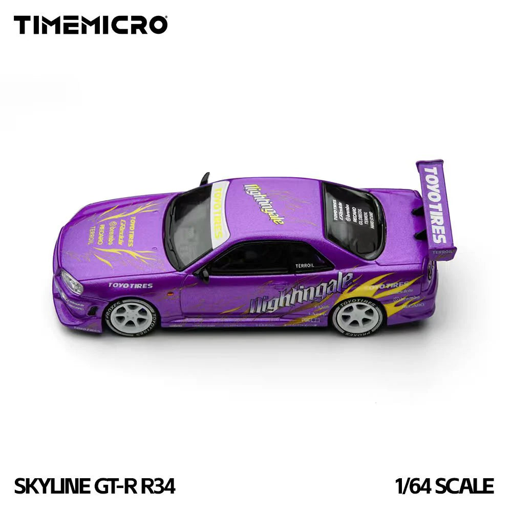 TimeMicro 1:64 Nissan Skyline GT-R R34 "Drifting Flames" Purple