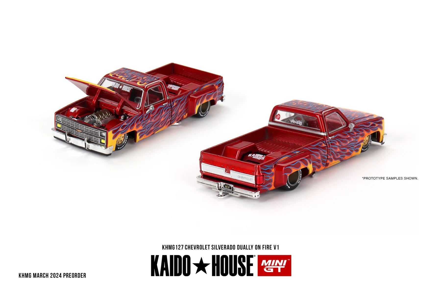 Mini GT Chevrolet Silverado Dually on Fire V1