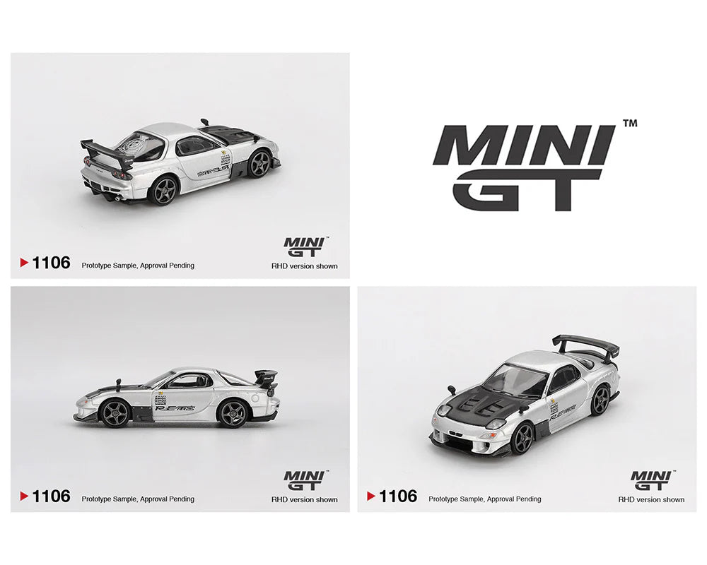 Mini GT 1:64 Mazda RX-7 RE-Amemiya – Silver Metallic MGT01106