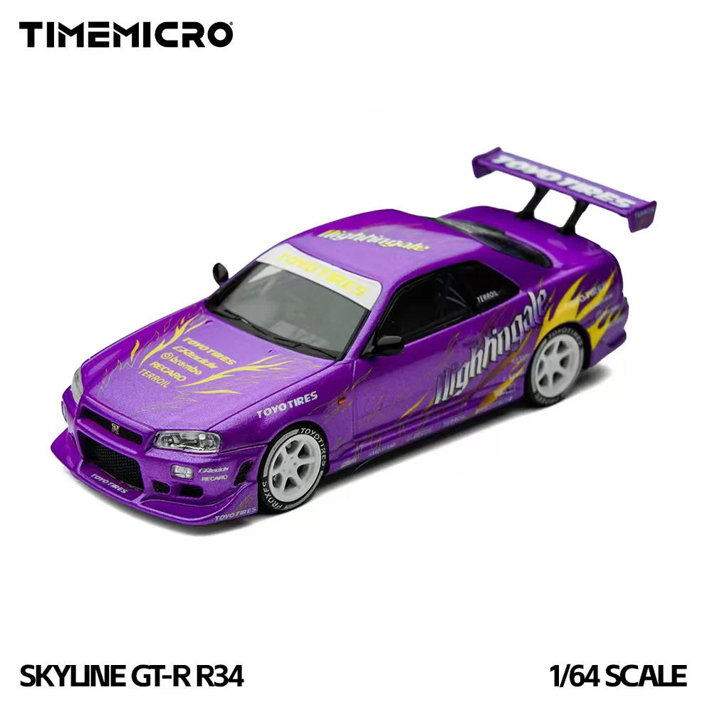 TimeMicro 1:64 Nissan Skyline GT-R R34 "Drifting Flames" Purple