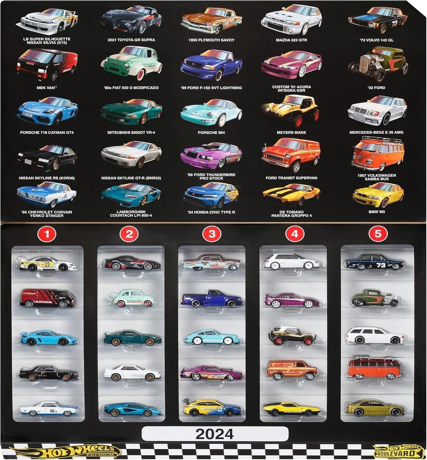 2024 Hot Wheels Boulevard 25 Car Factory Set – TimeMicroDenmark 1:64