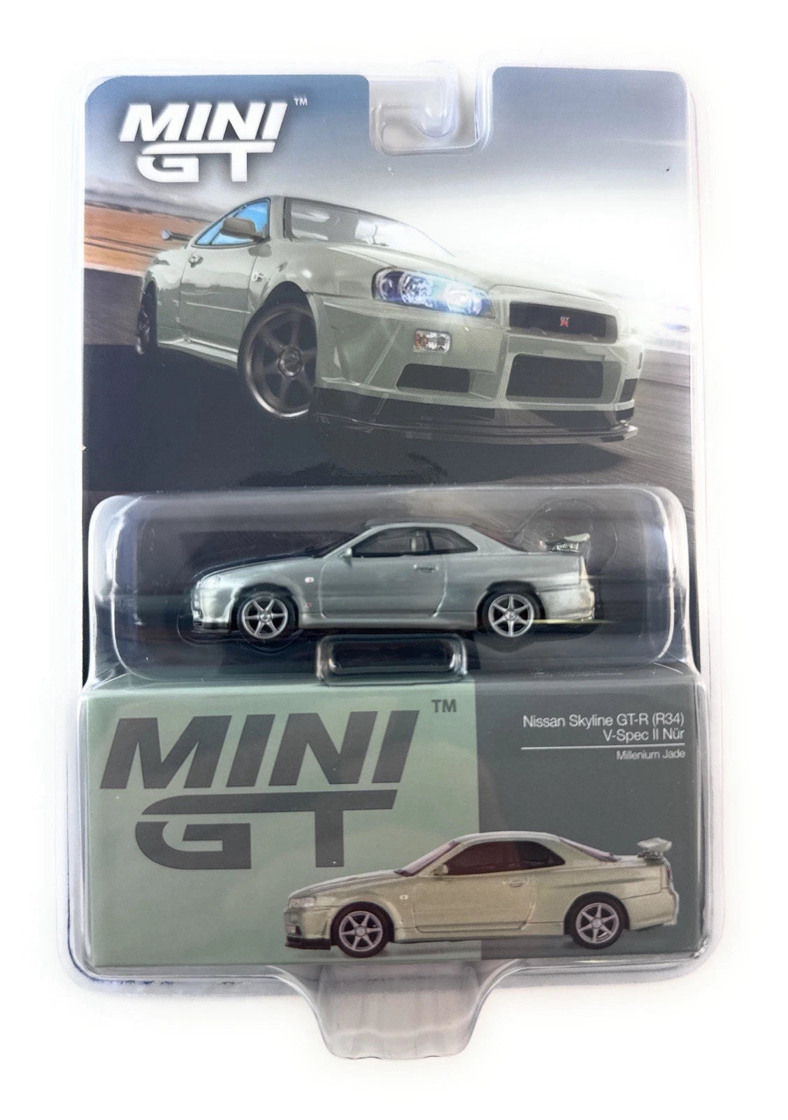 CHASE CAR 164 Mini GT Nissan Skyline GT-R (R34) V-Spec II Nür (Chrome Silver)