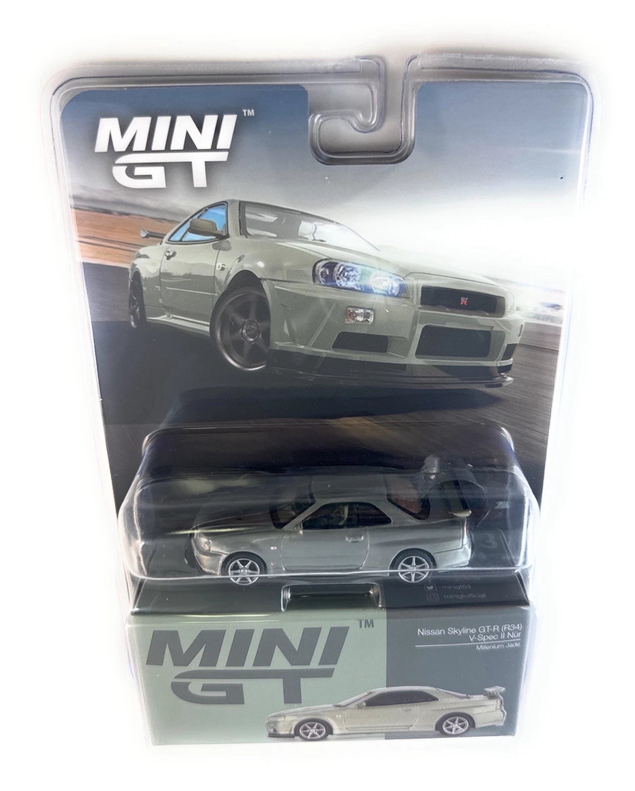CHASE CAR 164 Mini GT Nissan Skyline GT-R (R34) V-Spec II Nür (Chrome Silver)