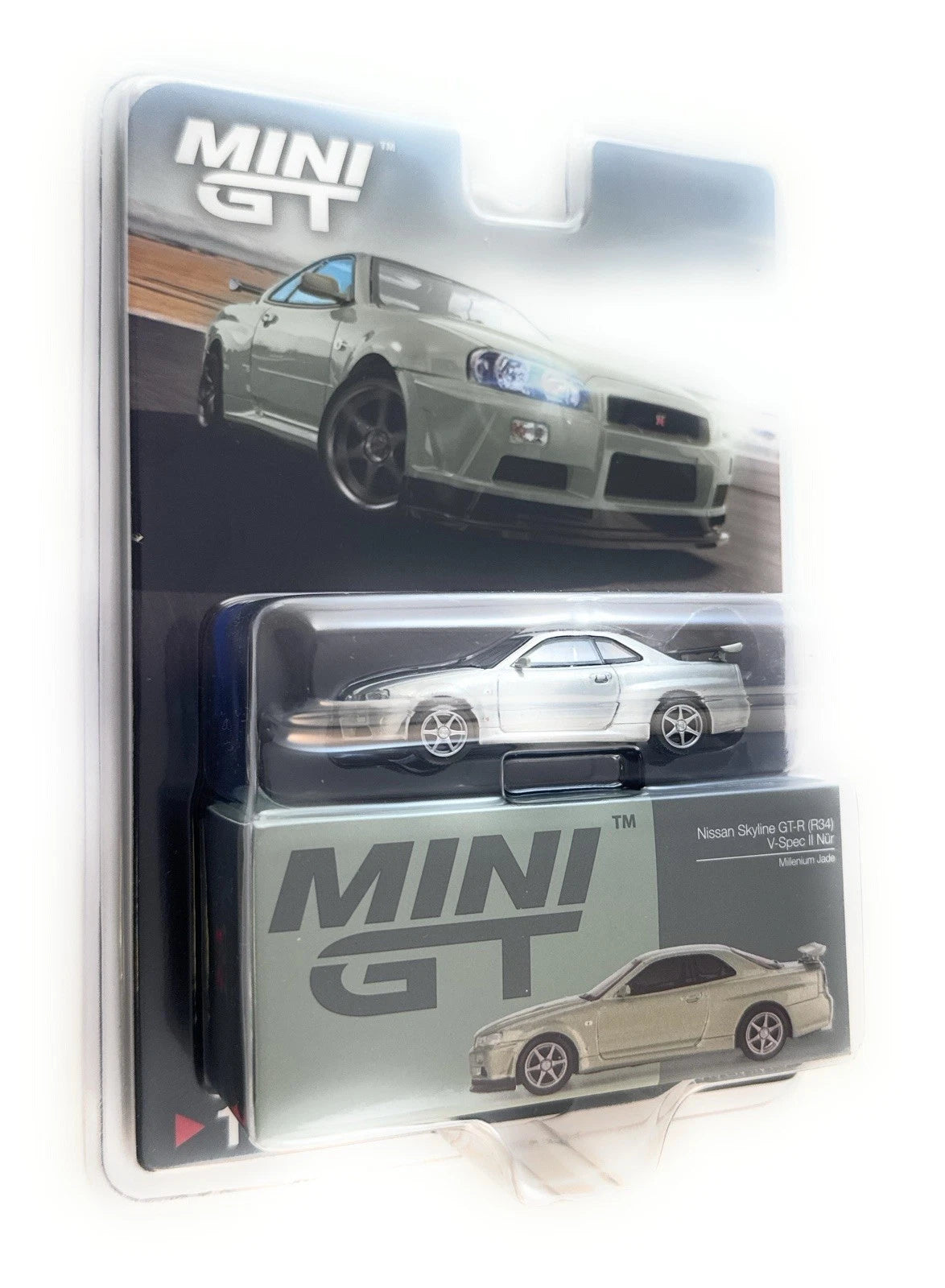 CHASE CAR 164 Mini GT Nissan Skyline GT-R (R34) V-Spec II Nür (Chrome Silver)